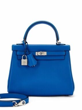 H Bleu France soft box Swift leather Kelly 28 Retourne PHW electric blue handmad